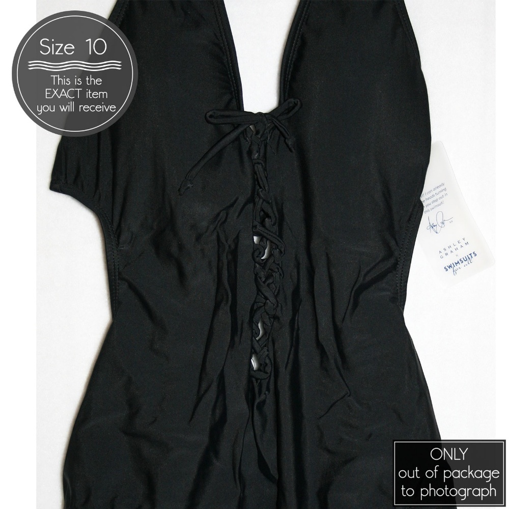 NWT Ashley Graham Sexy Lace-Up Halter Swimsuit - Picture 5 of 7